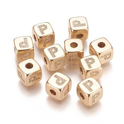 Brass Micro Pave Cubic Zirconia Beads KK-K238-16G-P-1