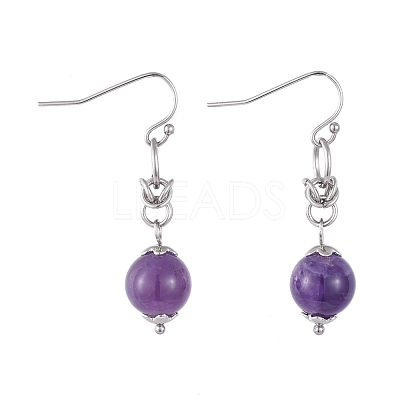 Natural Gemstone Dangle Earrings EJEW-JE03934-1