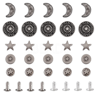 50Pcs 5 Styles Alloy River Studs FIND-TA0009-59-1