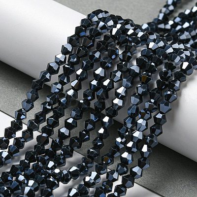 Opaque Solid Color Electroplate Glass Beads Strands EGLA-A039-P2mm-A17-1