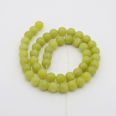 Natural Olive Jade Round Bead Strands G-P070-34-7mm-1