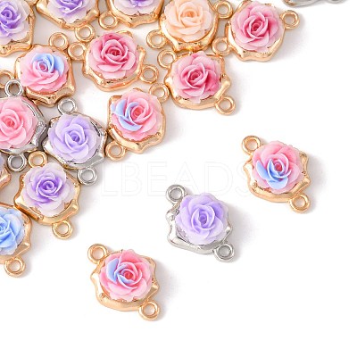 24Pcs 9 Colors Alloy & Resin Rose Flower Connector Charms FIND-FS0004-71-1