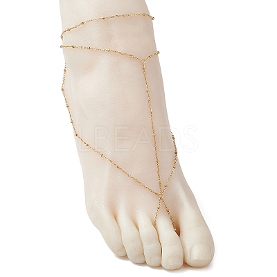 304 Stainless Steel Satellite Chain Toe Ring Anklets for Women AJEW-AN00662-01-1