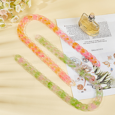 2 Strands 2 Colors Handmade Transparent Acrylic Curb Chains FIND-WR0002-26B-1