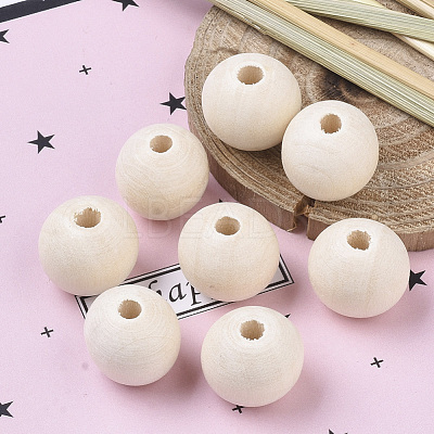 Unfinished Natural Wood Beads X-WOOD-S651-A12mm-LF-1