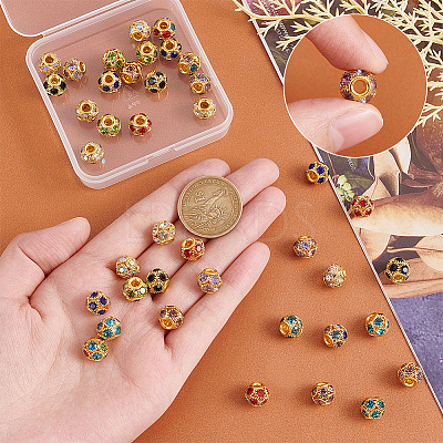 40Pcs 10 Colors Brass Rhinestone Beads KK-PH0006-03-1