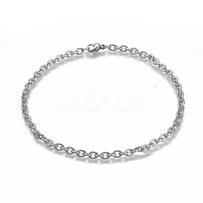 Tarnish Resistant 304 Stainless Steel Cable Chain Anklets AJEW-H100-01P-1