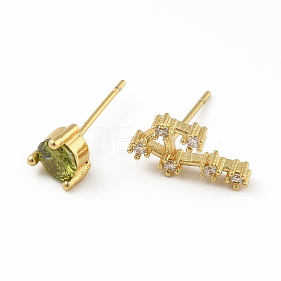 Cubic Zirconia Constellation Asymmetrical Earrings EJEW-C035-16G-08-1