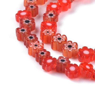 Handmade Millefiori Glass Bead Strands X-LAMP-J035-4mm-07-1