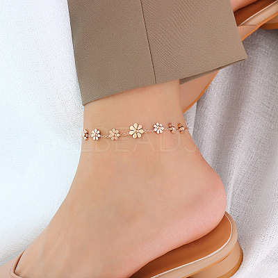 Daisy 304 Stainless Steel Charms Anklets WG455CF-02-1
