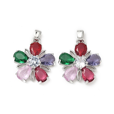 Brass Micro Pave Cubic Zirconia Pendants KK-S532-10P-B-1