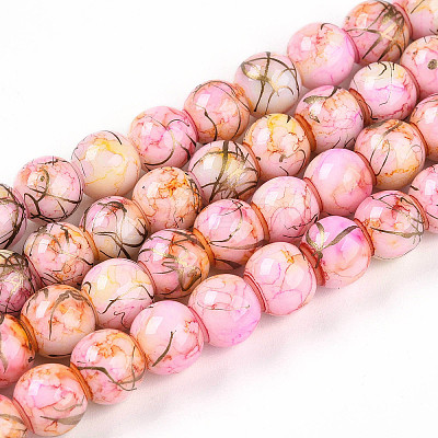 Baking Paint Glass Beads Strands DGLA-N003-8mm-B02-1