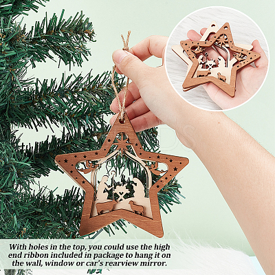 Wood Pendants FIND-WH0162-09-1