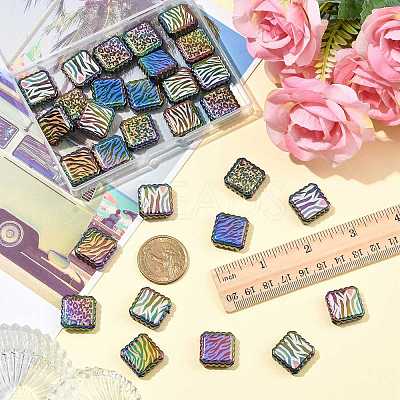 30Pcs Rainbow Iridescent Printed Opaque Acrylic Beads OACR-FS0002-70-1