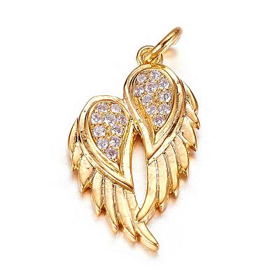 Brass Micro Pave Cubic Zirconia Pendants ZIRC-P060-23G-1