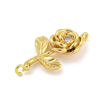 Long-Lasting Brass Micro Pave Clear Cubic Zirconia Connector Charms KK-O008-03A-G-1