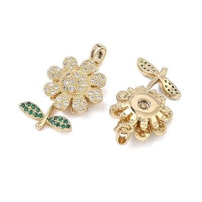 Brass Micro Pave Cubic Zirconia Rotatable Pendants KK-A287-11E-G-1