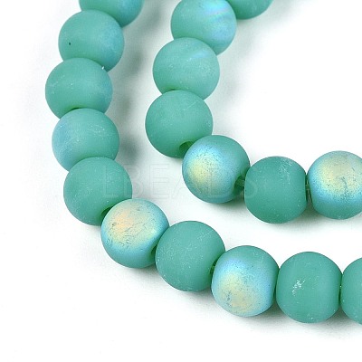 Frosted Opaque Glass Beads Strands GLAA-T032-P6mm-MBB12A-1