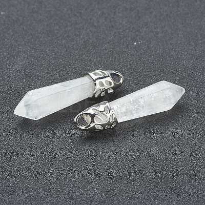 Bullet Natural Quartz Crystal Pointed Pendants X-G-E332-C28-1