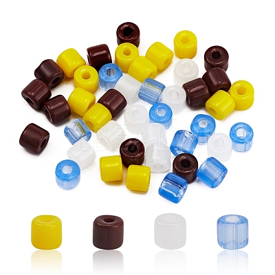 4 Colors Opaque & Imitation Jade & Transparent Glass Bugle Beads SEED-YW0001-41-1