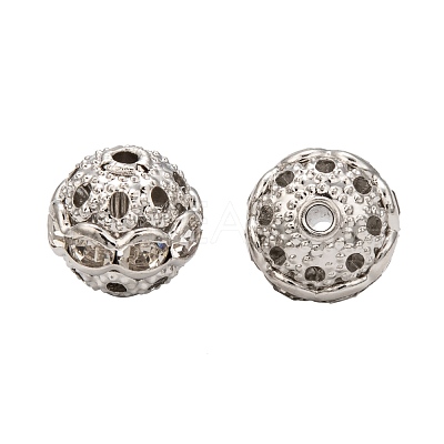 Brass Rhinestone Beads X-RB-H041-14-1