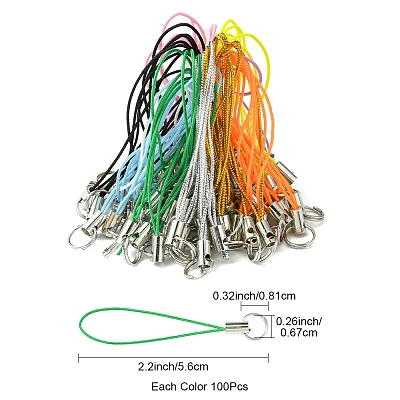 100Pcs Polyester Cord Mobile Straps MOBA-FS0001-02H-1