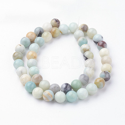 Natural Flower Amazonite Bead Strands G-G735-61-8mm-1