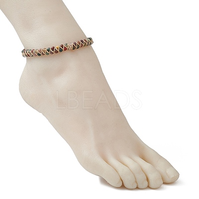 Natural Indian Agate Round Braided Bead Bracelets BJEW-JB09840-01-1