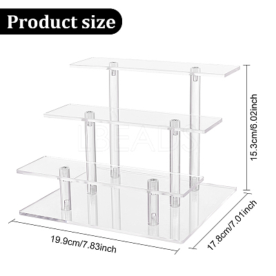 3-Tier Transparent Acrylic Minifigure Display Risers ODIS-WH0002-49-1