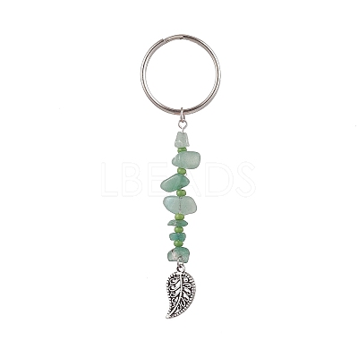 Chakra Gemstone Chip Keychains with Glass Seed Beads KEYC-JKC00473-1