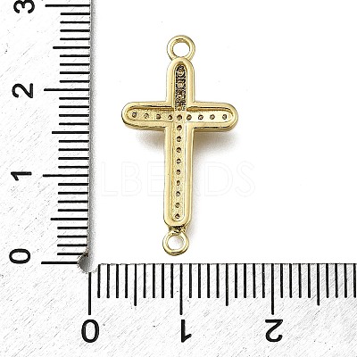 Brass Clear Cubic Zirconia Cross Connector Charms ZIRC-I070-003G-1