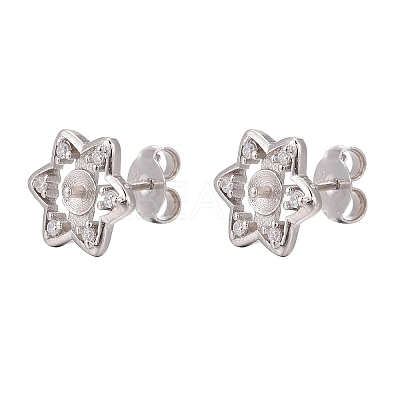 Rhodium Plated 925 Sterling Silver Stud Earring Findings STER-N0004-006-1