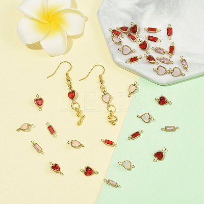 40Pcs 4 Colors Brass Pave K9 Glass Connector Charms KK-FS0002-07-1
