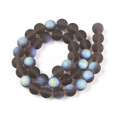 Frosted Transparent Glass Beads Strands GLAA-T032-T10mm-MBB02-1