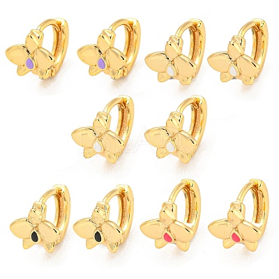 Flower Real 18K Gold Plated Brass Hoop Earrings EJEW-L269-077G-1