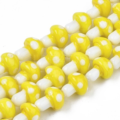 Mushroom Handmade Lampwork Beads Strands LAMP-R116-27-1