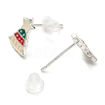 Christmas Theme Brass Stud Earrings EJEW-D062-01E-S-1