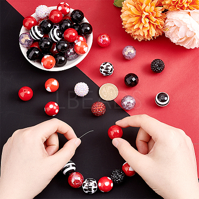 1 Set Mixed Style Acrylic Round Beads Sets SACR-PH0001-52H-1