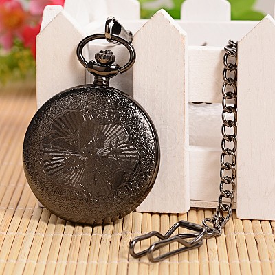 Openable Flat Round Alloy Pendant Pocket Watch WACH-L024-27-1