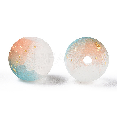 Frosted Baking Paint Crackle Glass Beads with Glitter Powder DGLA-T004-8mm-01C-1