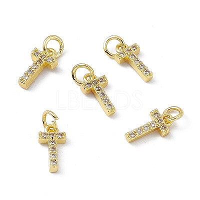 Real 18K Gold Plated Brass Micro Pave Clear Cubic Zirconia Charms KK-E068-VB452-T-1