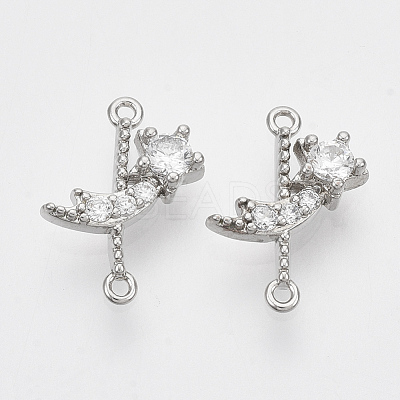 Brass Micro Pave Cubic Zirconia Links connectors KK-T050-44P-NF-1