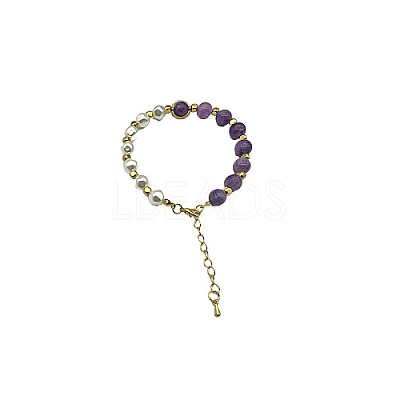 Natural Amethyst Round Beaded Bracelet NC1314-12-1