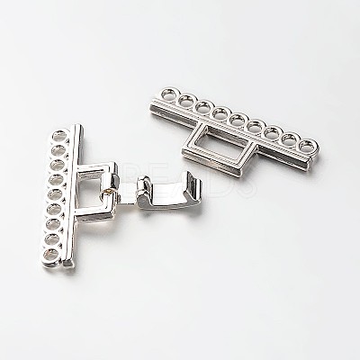 9 Strands Alloy and Brass Fold Over Clasps PALLOY-N0112-04P-1