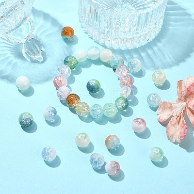 80Pcs 8 Colors Transparent Crackle Glass Beads GLAA-YW0003-50-1