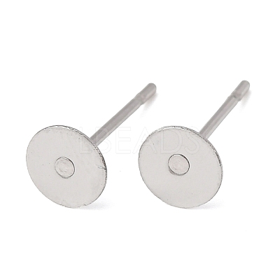 Tarnish Resistant 304 Stainless Steel Flat Round Blank Peg Stud Earring Findings X-STAS-S028-24-1