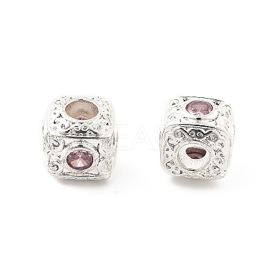 Brass Micro Pave Cubic Zirconia Beads KK-R216-17P-03-1