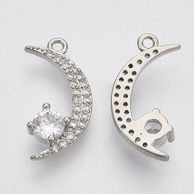 Brass Micro Pave Cubic Zirconia Pendants KK-T050-41P-NF-1