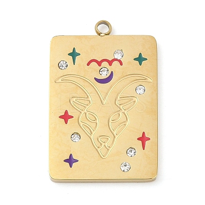 304 Stainless Steel Rhinestones Pendants STAS-D306-01G-J-1