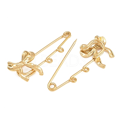 Bowknot 304 Stainless Steel Safety Pins Brooch Findings SA-CBA098D-12B-G-1
